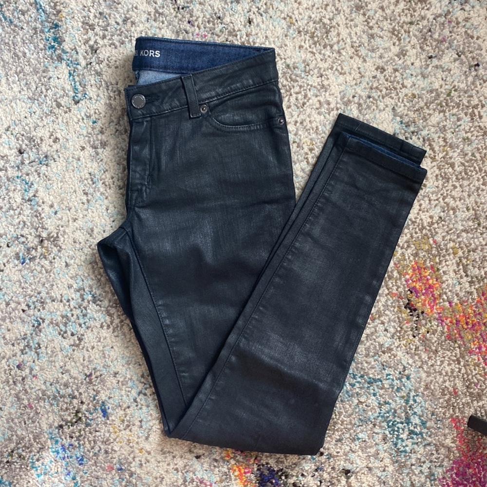 Micheal Kors women black coated denim
